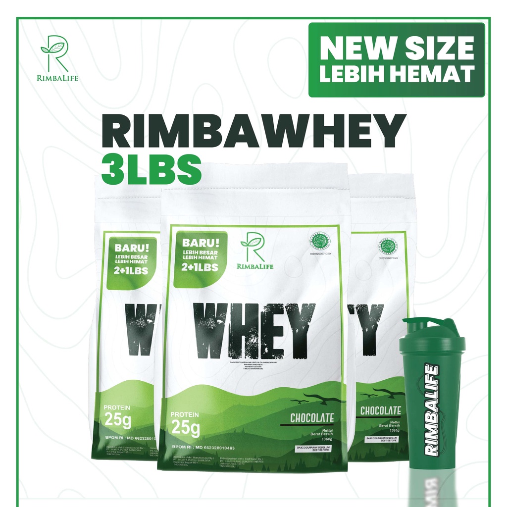 RimbaLife Rimba Whey 2lbs &amp; 3lbs BPOM Halal MUI RimbaWhey Rimba Life Protein Concentrate Isolate Pro whey