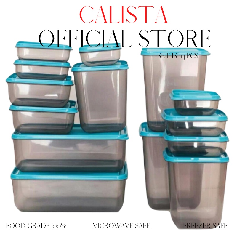 TOPLES CALISTA SET SMOKE 14PCS TEMPAT BUMBU MAKANAN TOPLES KULKAS TOPLES PLASTIK SET FOOD CONTAINER