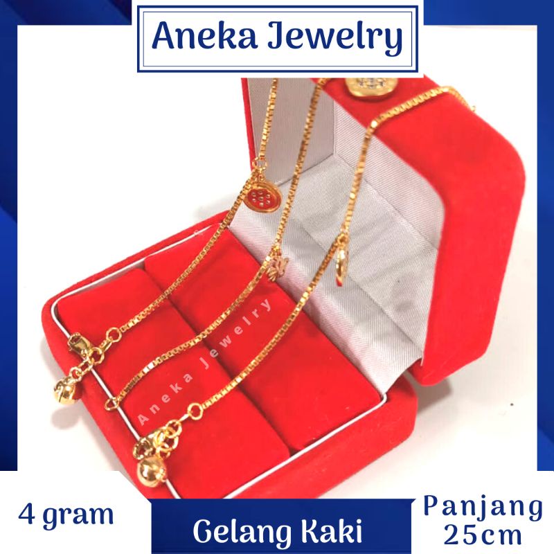 Gelang Kaki Gantung Bunga, Perak 925, Sepuh Emas Rosegold