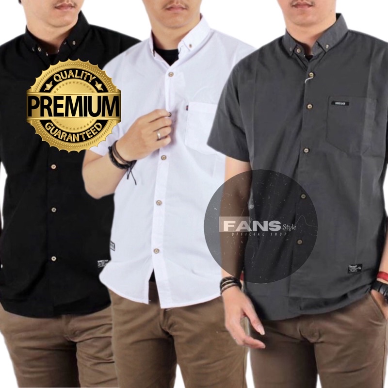 KEMEJA HEM PRIA LENGAN PENDEK MOTIF POLOS PREMIUM QUALITY