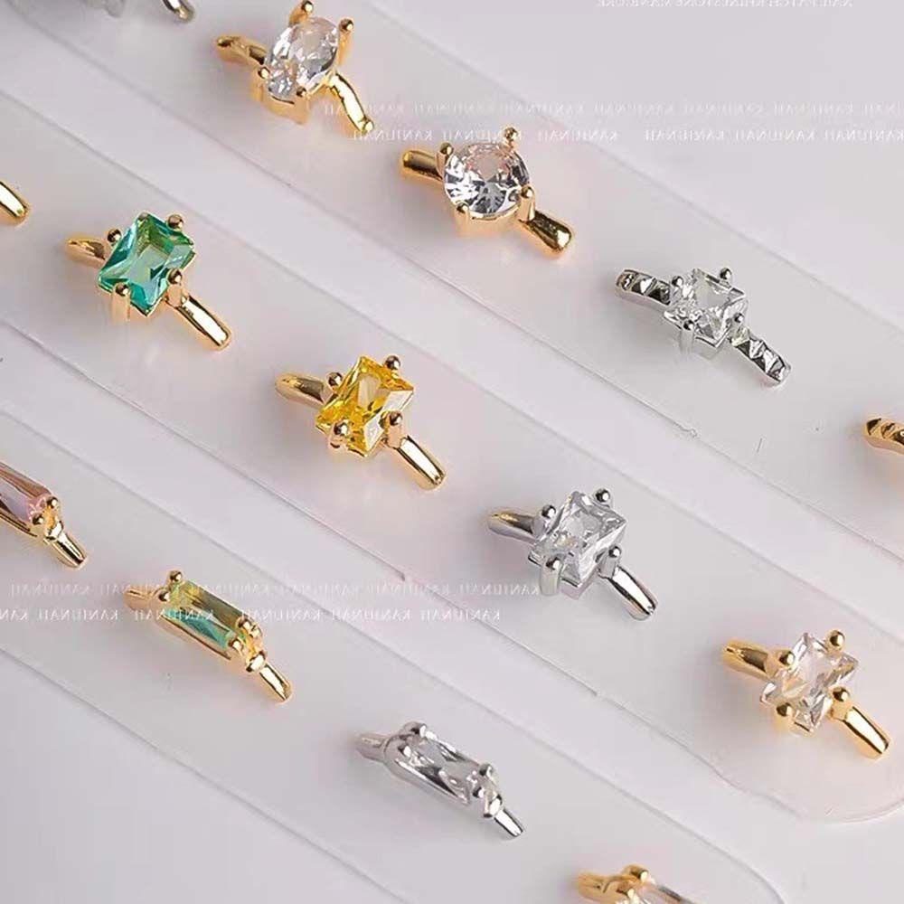 Augustina Nail Art Dekorasi DIY Shiny Crystal Nail Ornaments Manicure Accessoires Zirkon Perhiasan Kuku Cincin Nail Charms