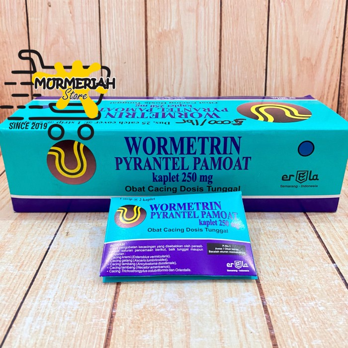 WORMETRIN Obat Cacing Strip 2 kaplet|| Pyrantel Pamoat 250 mg
