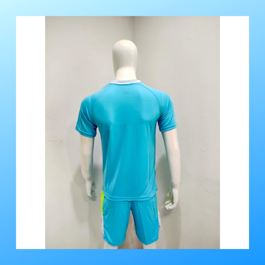 Kaos badminton pria jersey bulutangkis baju dan celana setelan wanita dewasa t-shirt outfit seragam jarsey kostum olahraga pakaian apparel sport jersy bulu tangkis casual jersi sudirman cup suit L156 sky blue polos