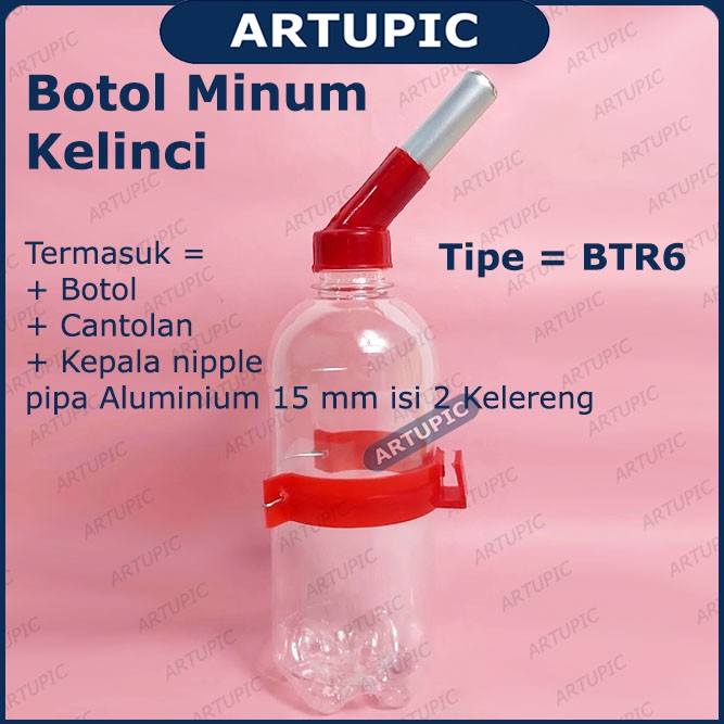 Botol Minum Kelinci 600 ml BTR6 Aluminium Isi Kelereng Dot Tempat Minum Kelinci Hamster Marmut Murah