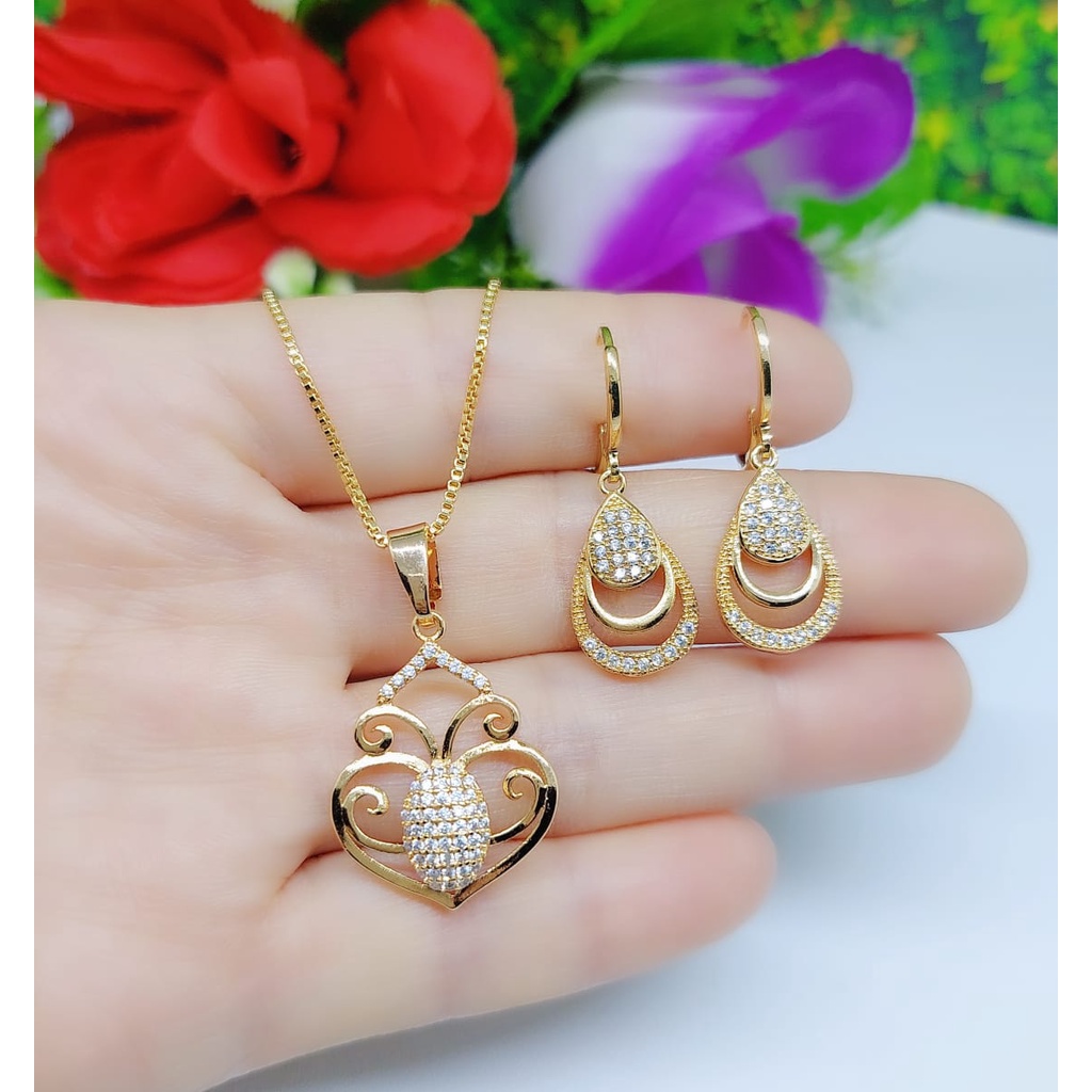 Set perhiasan kalung dan anting lapis emas A4,A5