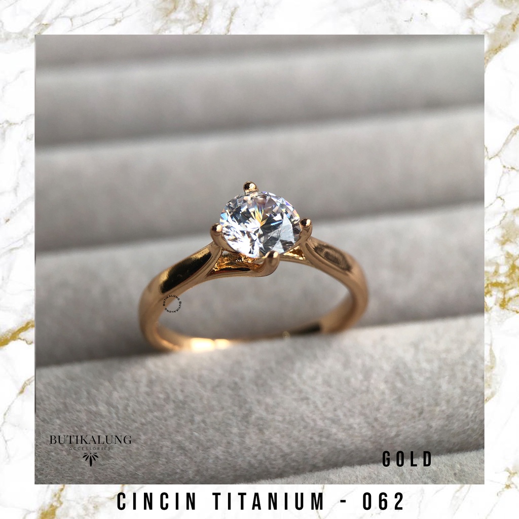 GLAMORE - Cincin Tunangan Cincin Emas Ring Titanium Lapis Emas Stainless Steel Anti Karat 062