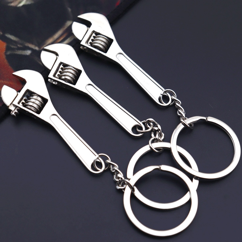 Silver Creative Metal Wrench Shape Keychain / Keychain Decoration Pendant For Car Keyring Bags / Key Chains Accessories