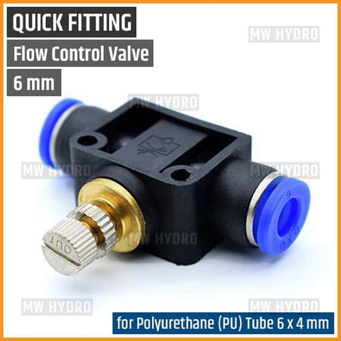 Flow / Speed Control Valve 6 mm - Pneumatic Quick Fitting / Connector