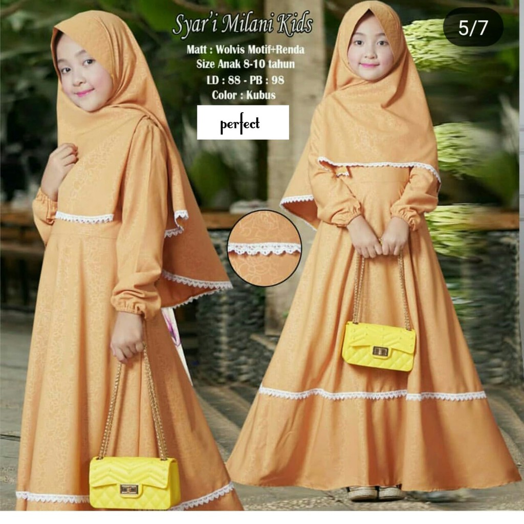 PERFECT KIDSSYARI Bahan Moscrepe (Free Hijab / Khimar) Gamis Modern Wanita Baju Panjang Stelan Syari