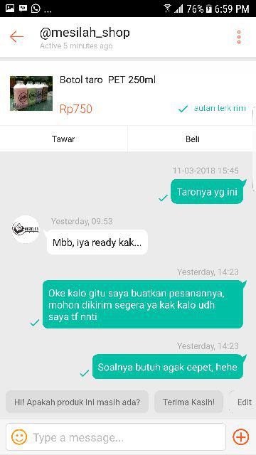 Botol Taro  Pet 250ml