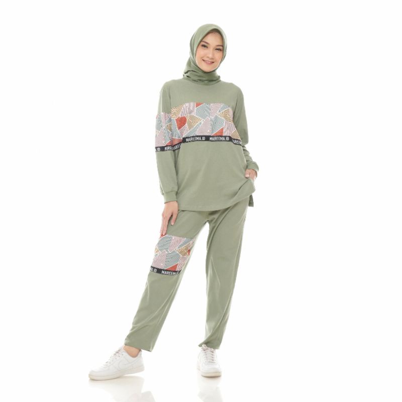 Setelan Olahraga Terbaru Wanita Jumbo Muslimah Kekinian Gowes Senam Joging-3
