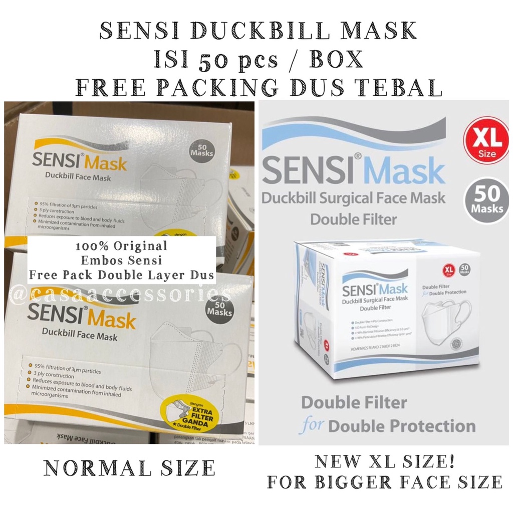 MASKER SENSI DUCKBILL FACEMASK DEWASA - 50 PCS /Masker Kesehatan SENSI