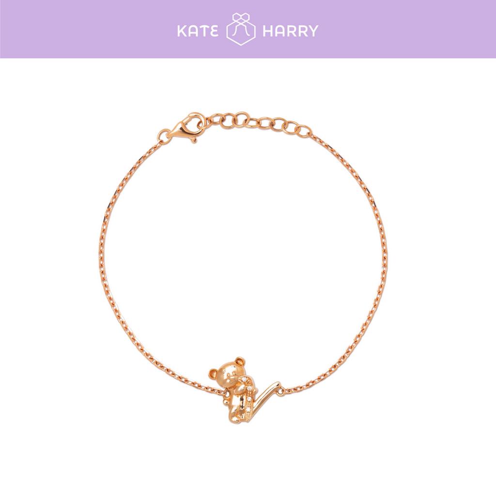 Kate Harry Jewellery - Gelang Anak Alphabet Berlian Eropa Emas Rose Gold Huruf V