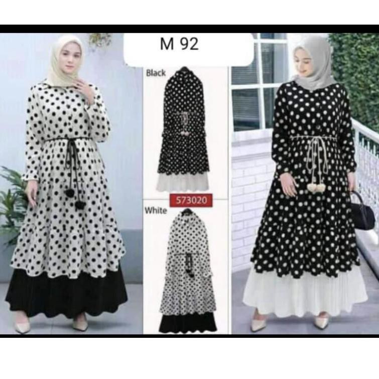 BRANDS FESTIVAL GAMIS POLKADOT MONOKROM PLISKET//GAMIS POLKADOT HITAM//GAMIS POLKADOT PUTIH//GAMIS P