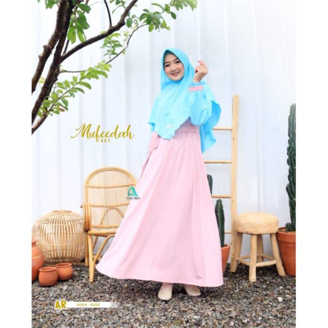[Bisa COD]  Dress Best Seller Mufeedah Set Syari by Afas Hijab