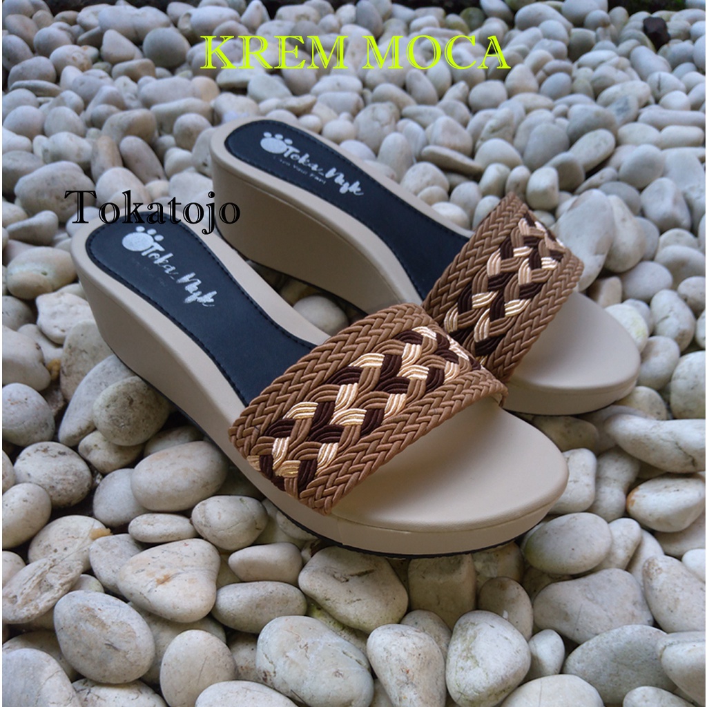 Sandal wedges wanita terbaru/sandal wedges turky/sandal wanita terbaru realpict hak 5 cm