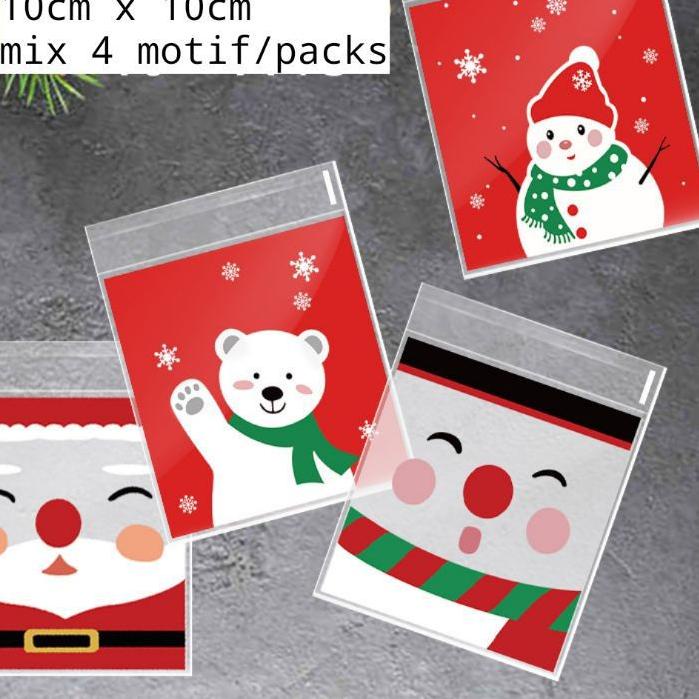 

GRADE PREMIUM 100pcs Plastik OPP Edisi Natal Plastik Cookies 10x11cm @