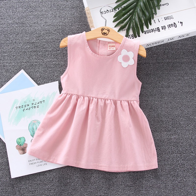 Baju Dress Anak Perempuan Angel polos lengan pedek style kasual gaun bayi cewek import-3