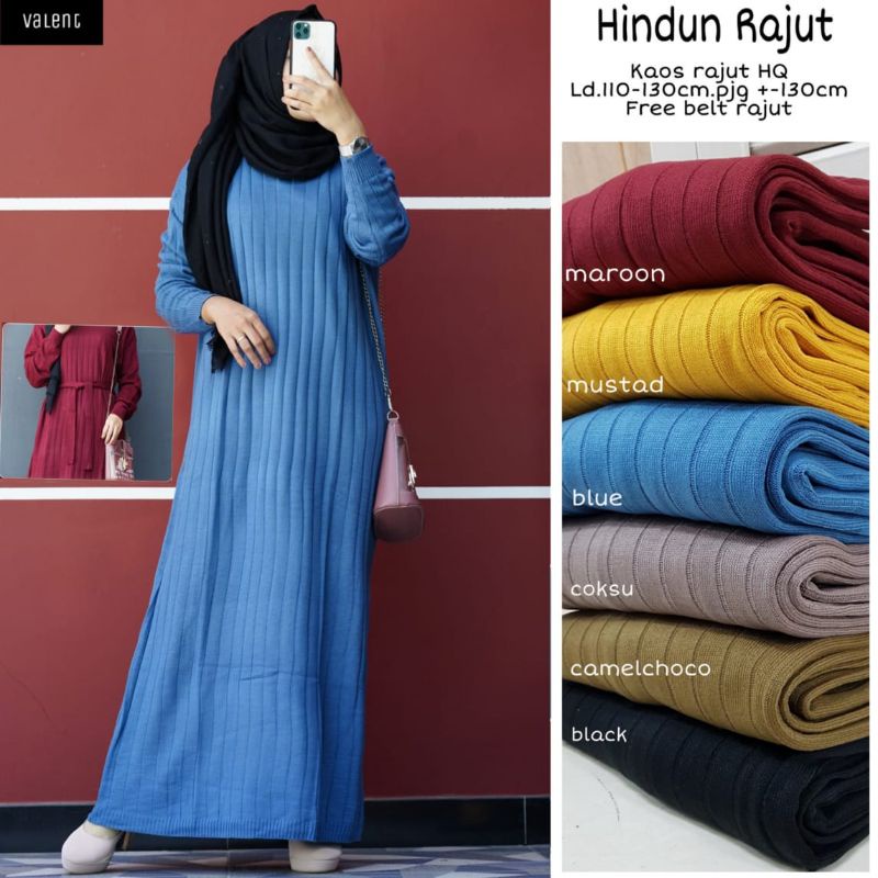 RESTOK BAJU GAMIS BAHAN RAJUT HINDUN RAFIKA 2