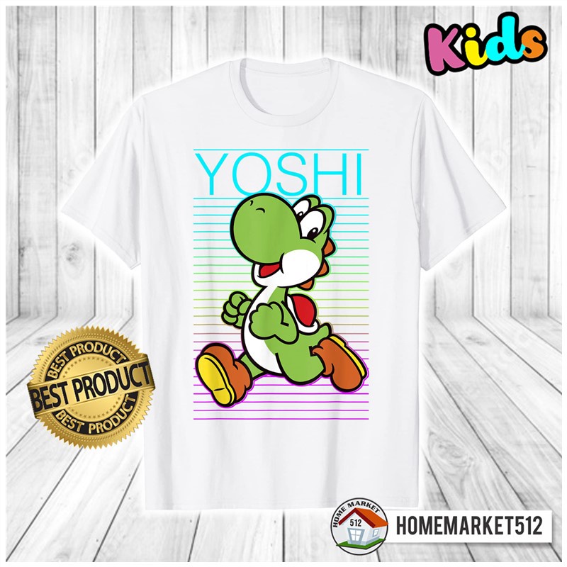 Kaos Anak Super Mario Yoshi Retro Gradient Fade Poster T-Shirt Kaos Anak Laki-laki Dan Perempuan Premium | Homemarket512