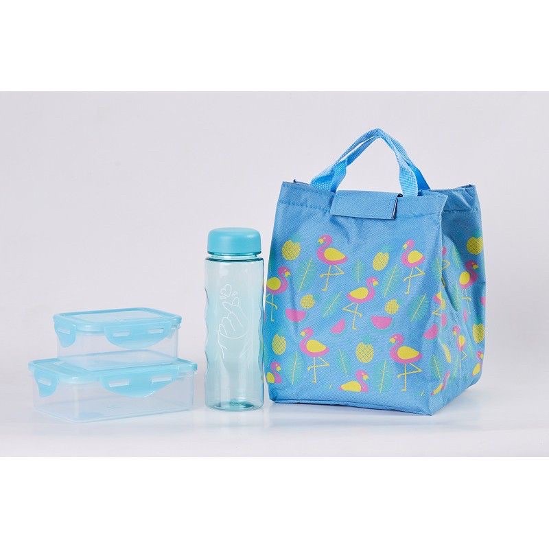 Kotak makanan set / tempat makan set / lunch box flaminggo