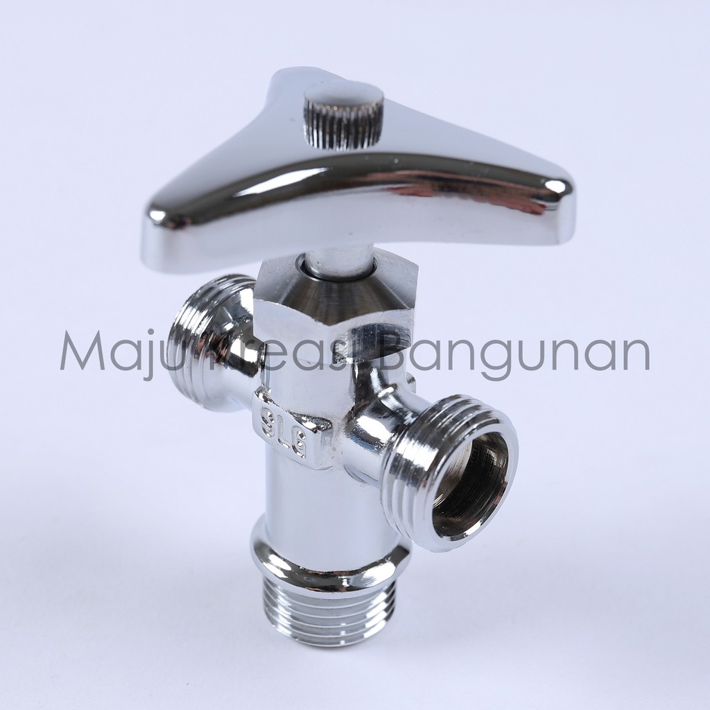 Stop Kran Kuningan SOLIGEN Kloset Toilet 2 Cabang Double Jet Shower Soligen Kamar Mandi Keran T Tee