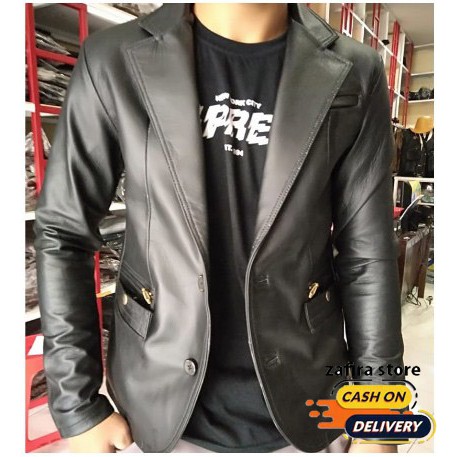 Jas kulit asli pria original 100% kulit asli