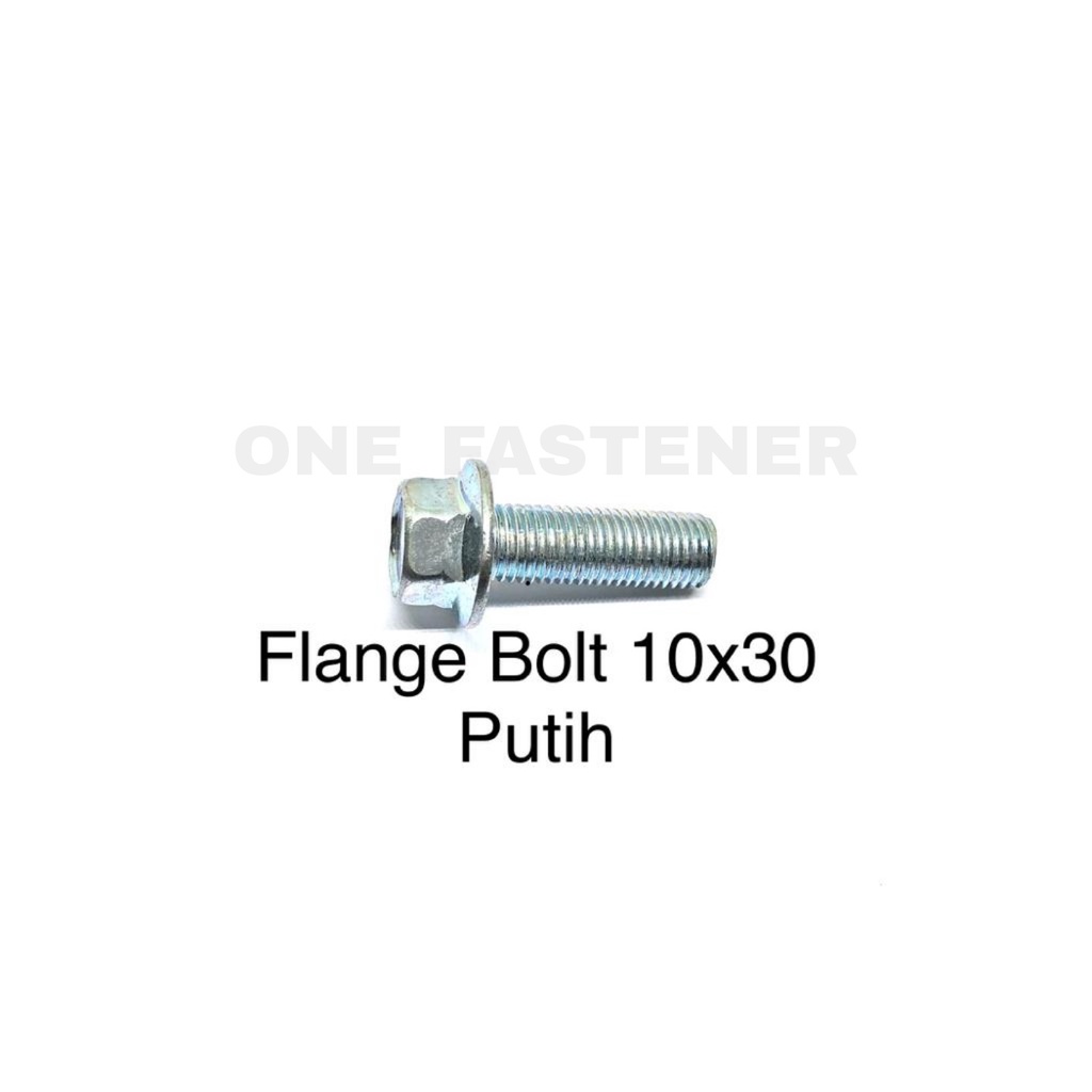 Baut FLANGE BOLT M10X30 Putih Kunci 14 flangebolt shock 10mm 10x30 FBP