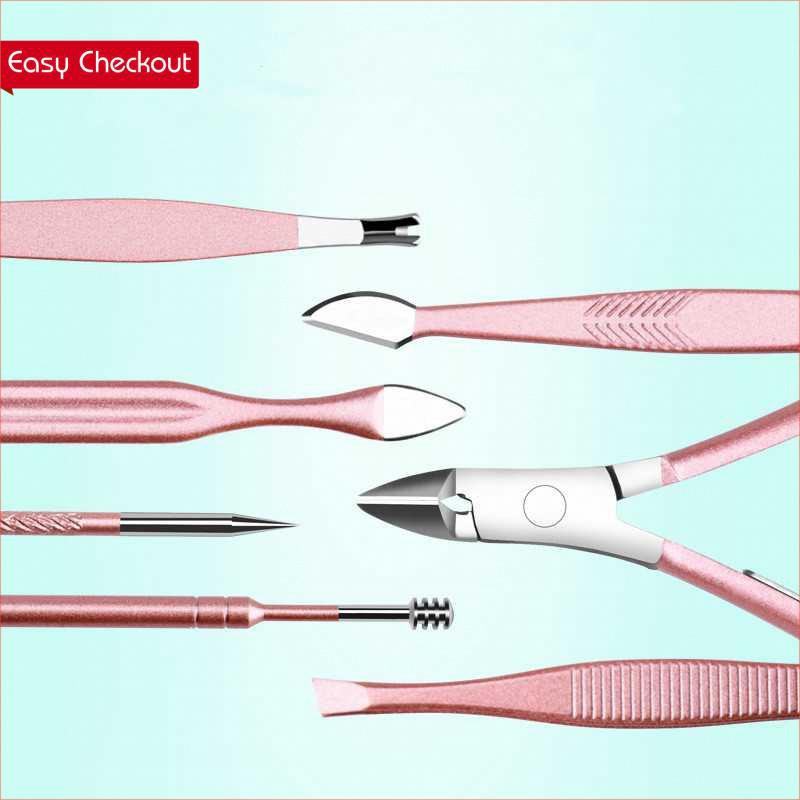 GS8 Set Perlengkapan Gunting Kuku Manicure Pedicure Nail Art Set Gunting Kuku Manicure Pedicure Biutte.co  ZJQ-18 18 PCS  10 pcs Black Rose Gold