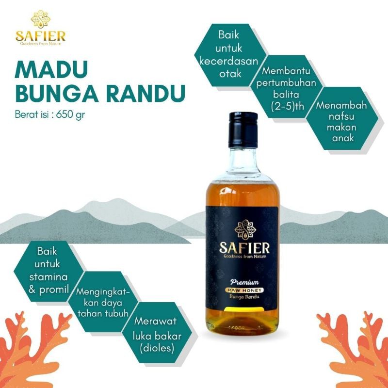 

Madu Murni Nektar Bunga Randu 650 Gram Safier Premium Raw Honey Madu Murni Madu Asli