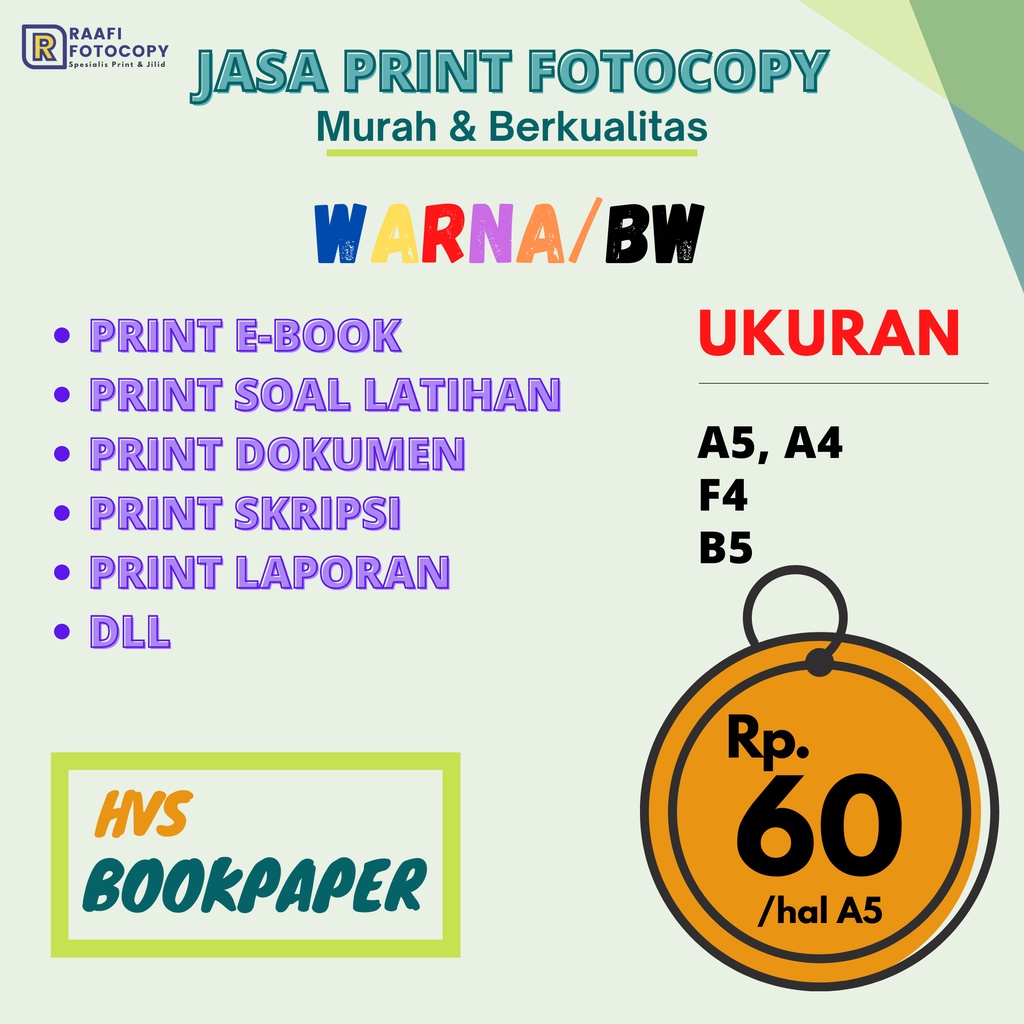 

JASA PRINT DAN CETAK BUKU A4 DAN B5