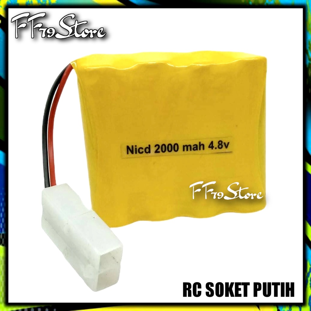 Batre Cas Rakit Tahan Lama Mobil RC 4AA Ni-cd 4.8volt - 2000mAh Socket Putih