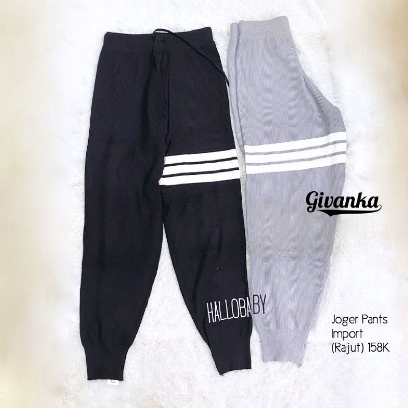 JOGER PANTS RAJUT IMPORT HIGHWAIST/JOGER LIST WANITA//CELANA PANJANG RAJUT IMPORT