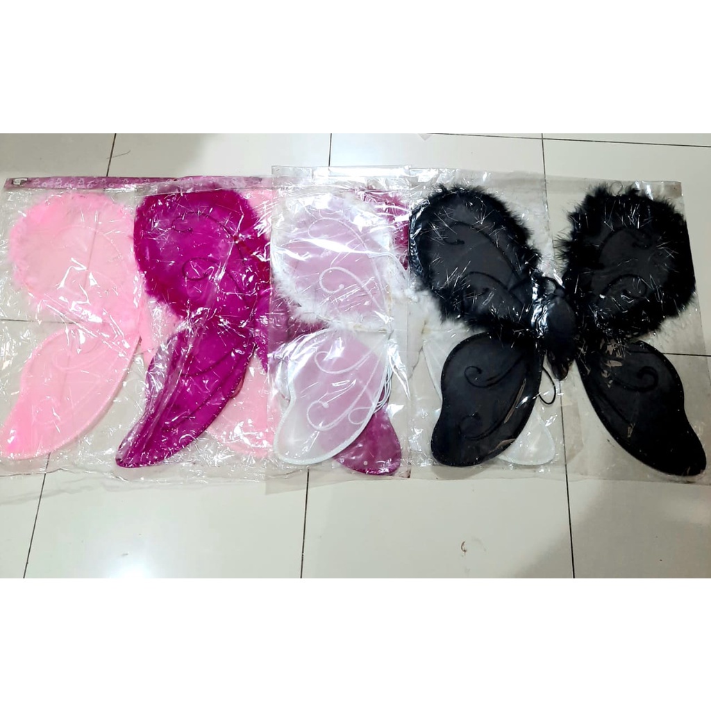 SAYAP BULU ANGEL COSPLAY KOSTUM ANAK MURAH BAJU PESTA SAYAP MALAIKAT PINK HITAM PUTIH MURAH