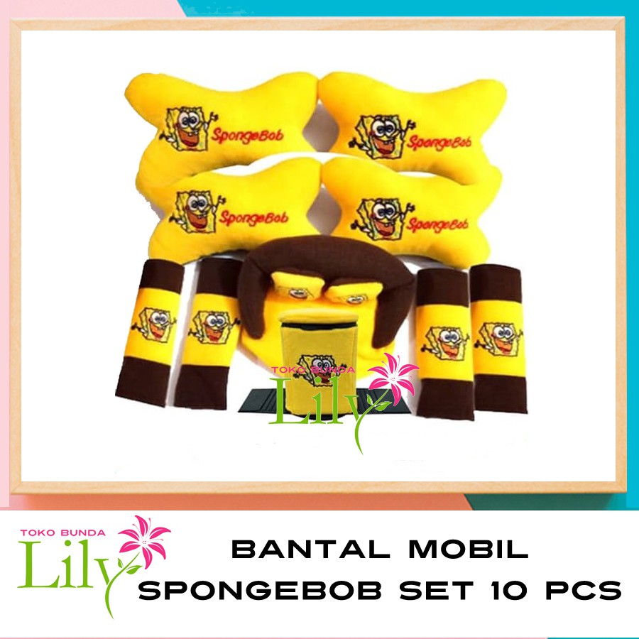 BANTAL MOBIL KARTUN SPONGEBOB SET 10 PCS