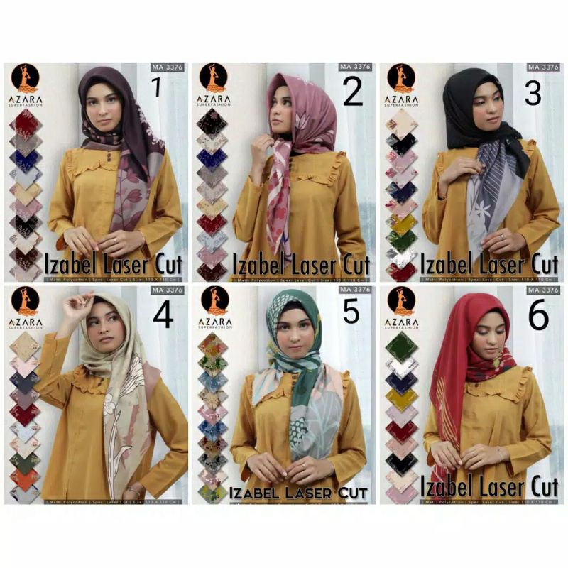 GROSIR Hijab Azara Scarf Sakura Laser Cut Murah Jilbab Motif Izabel Square