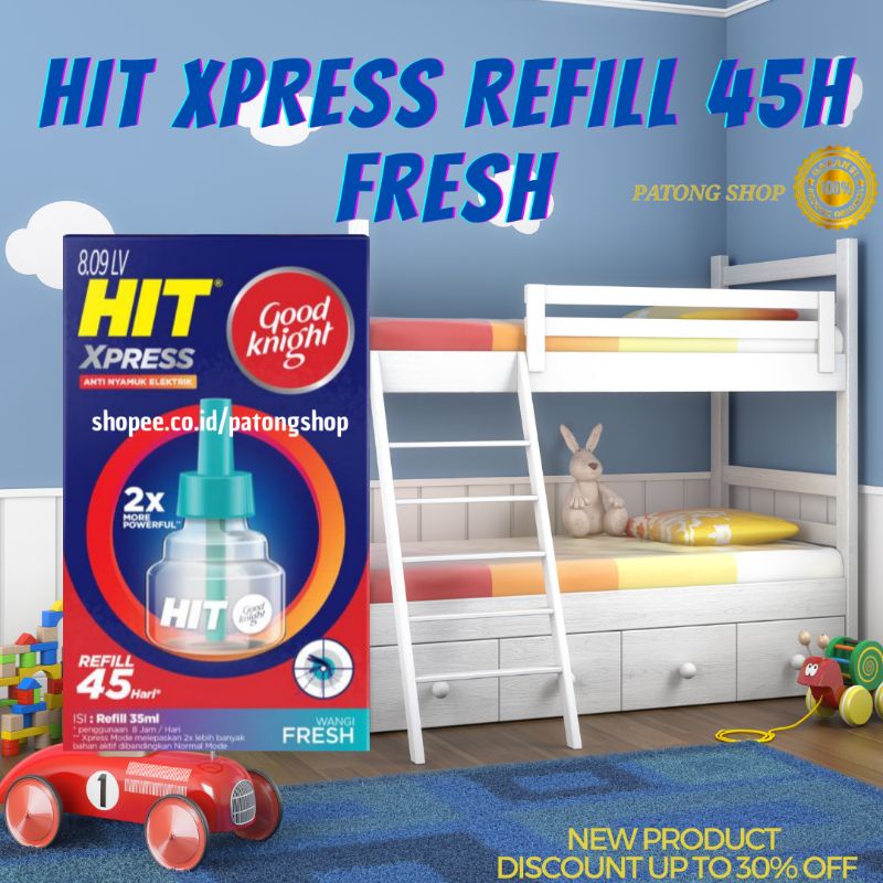 PROMO Hit nonstop Express Refill Fresh 35ml New Desain - Refill Obat Nyamuk cair Elektrik termurah