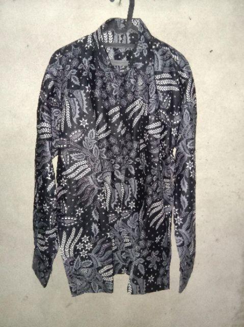 Distro Batik | Kemeja Batik Lengan Panjang Motif Manggar Abu