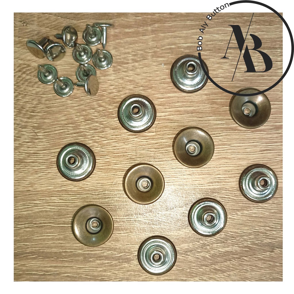 KANCING JEANS PATEN BOLONG CEKUNG 17 MM ANTIK BRAS PER 12 PCS BC 17 AB