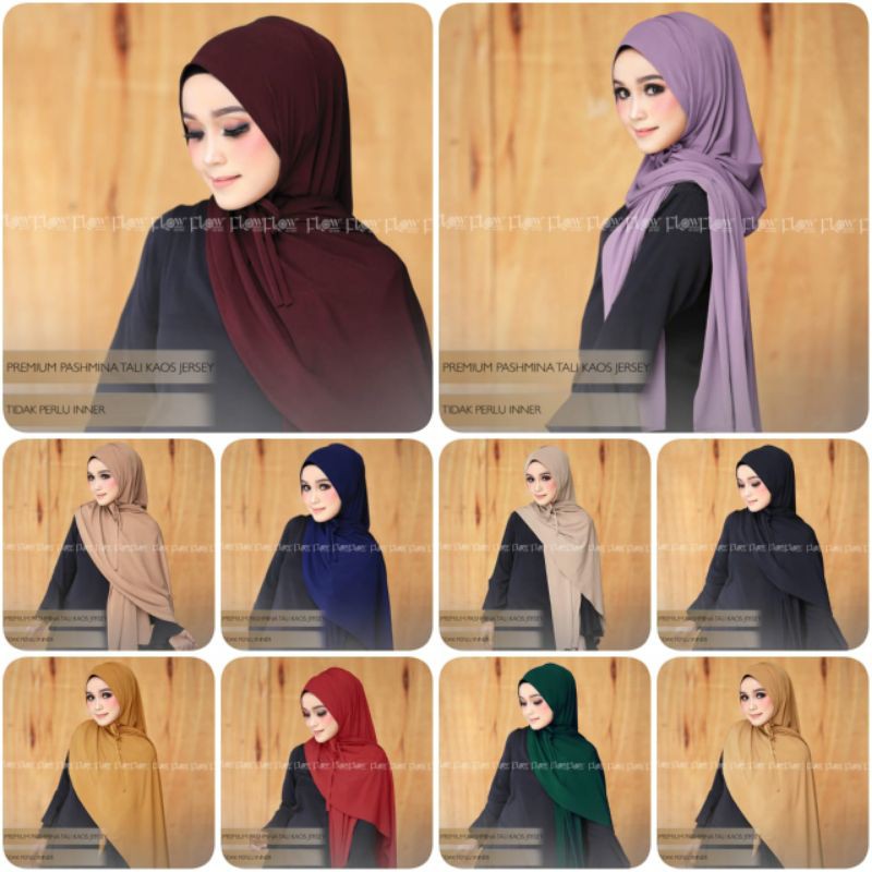 PROMO! Pashmina Tali Kaos Jersey Ori Flow Idea Hijab