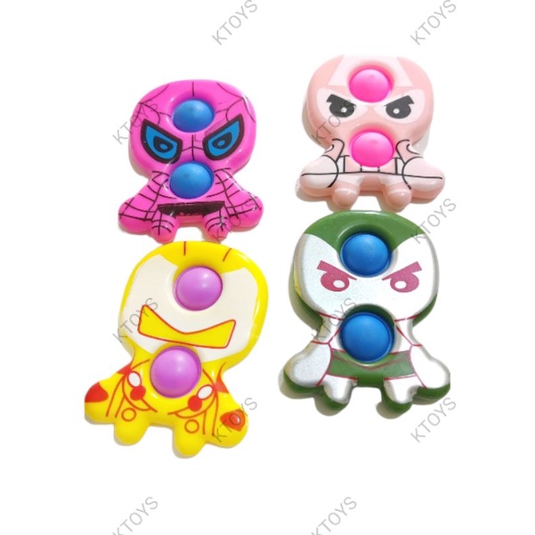 mainan anak mini pop it mini fidget karakter avenger hero warna warni