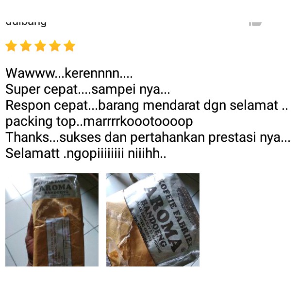 KOPI ARABICA / ROBUSTA 250 gr - AROMA BANDUNG Fresh Asli Bubuk Giling Halus /Medium /Kasar /Biji - Indonesia Coffee - Tokomart Shop