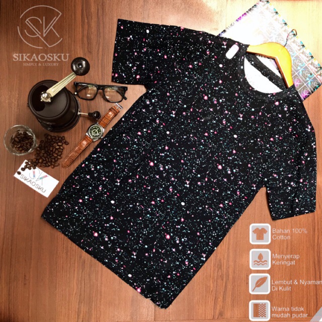  KAOS  POLOS  COTTON PRINTING DARK GALAXY  Shopee Indonesia