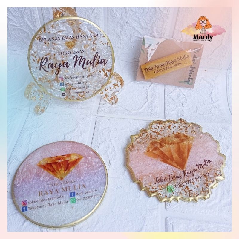 9cm Coaster Round Aestethic Tatakan Bulat Set Tutup Gelas Resin Custom Isian Mahar Display Properti Foto Sovenir Kado Hadiah Art Hampers Mini