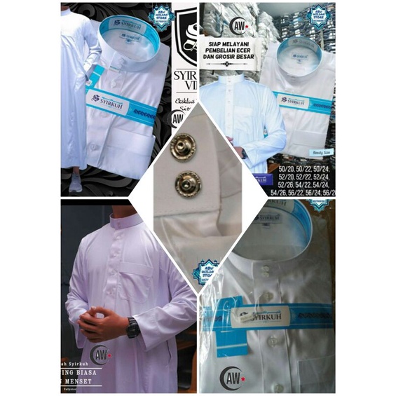 GAMIS/JUBAH AL HARAMAIN SYIRKUH PUTIH KANCING BIASA NON MANSET