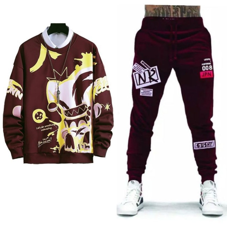 N_S Stelan Pria Sweater+Jogger Motif Clown DeMon