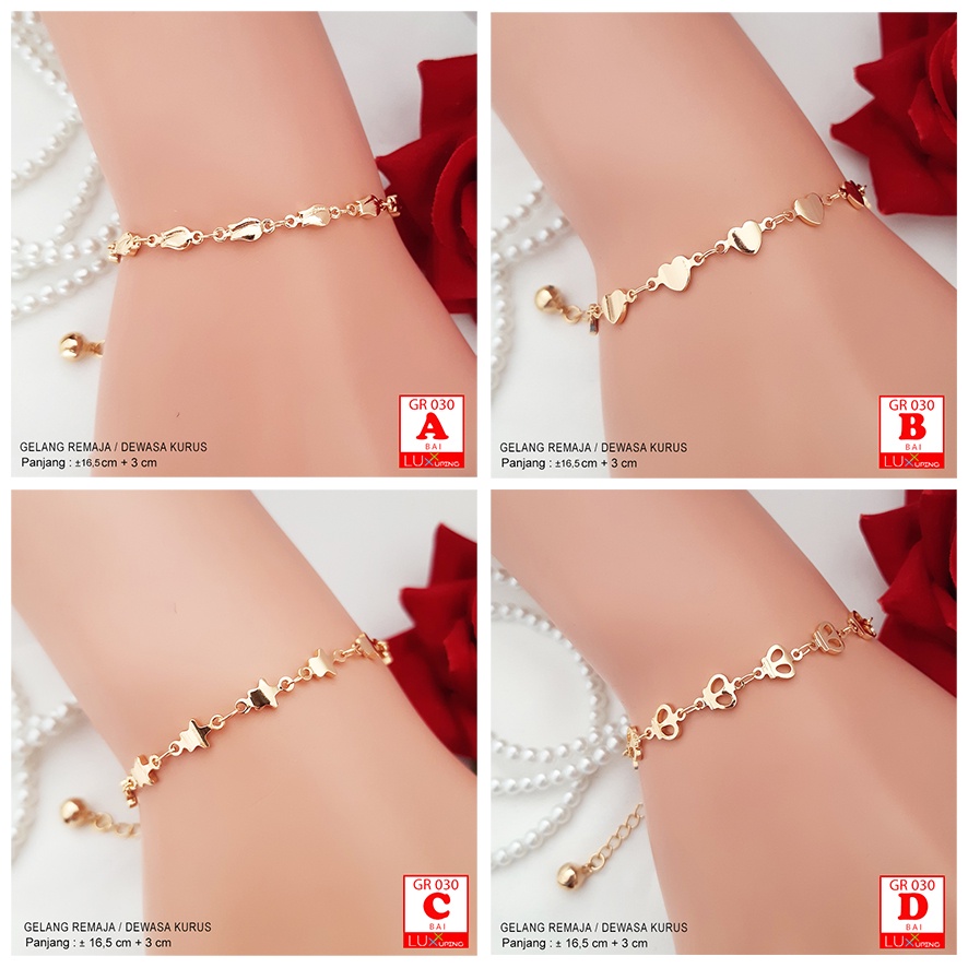 GR 030 Gelang Tangan Dewasa Xuping Motif Love Tulip Bintang Perhiaan Lapis Emas Merk Meilyn Luxx Xuping