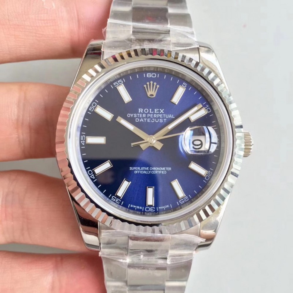 jam tangan pria rolex datejust 41mm oyster perpetual blue dial bracelet steel swiss eta 1:1