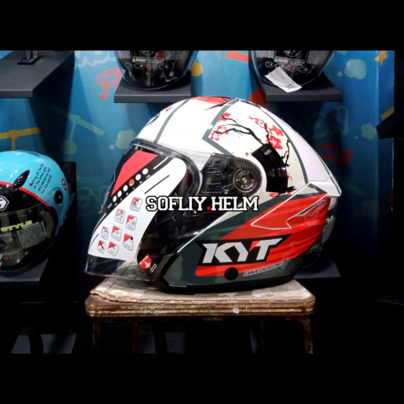 HELM KYT NFJ XAVI SAKURA DOUBLE VISOR HALF FACE