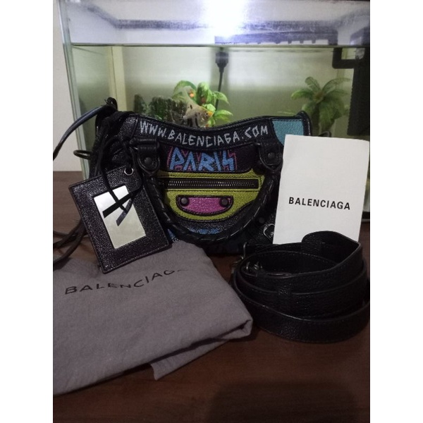 Balenciaga classic mini city graffiti black multicolour preloved
